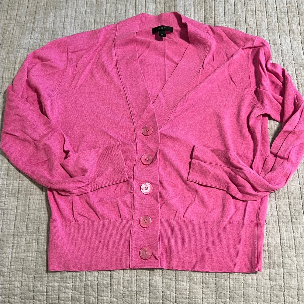 🔥🔥🔥J. Crew – Lightweight Crop Cardigan/FLAMINGO / M